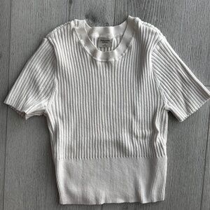 Abercrombie & Fitch Ribbed white T-shirt with waist detail